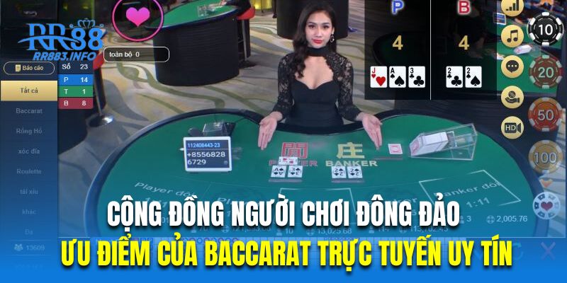 Cộng đồng người chơi đông đảo ưu điểm của Baccarat trực tuyến uy tín